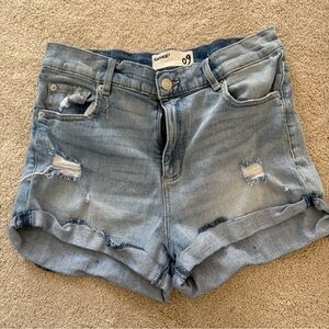 Garage Light Wash Distressed Denim Shorts
